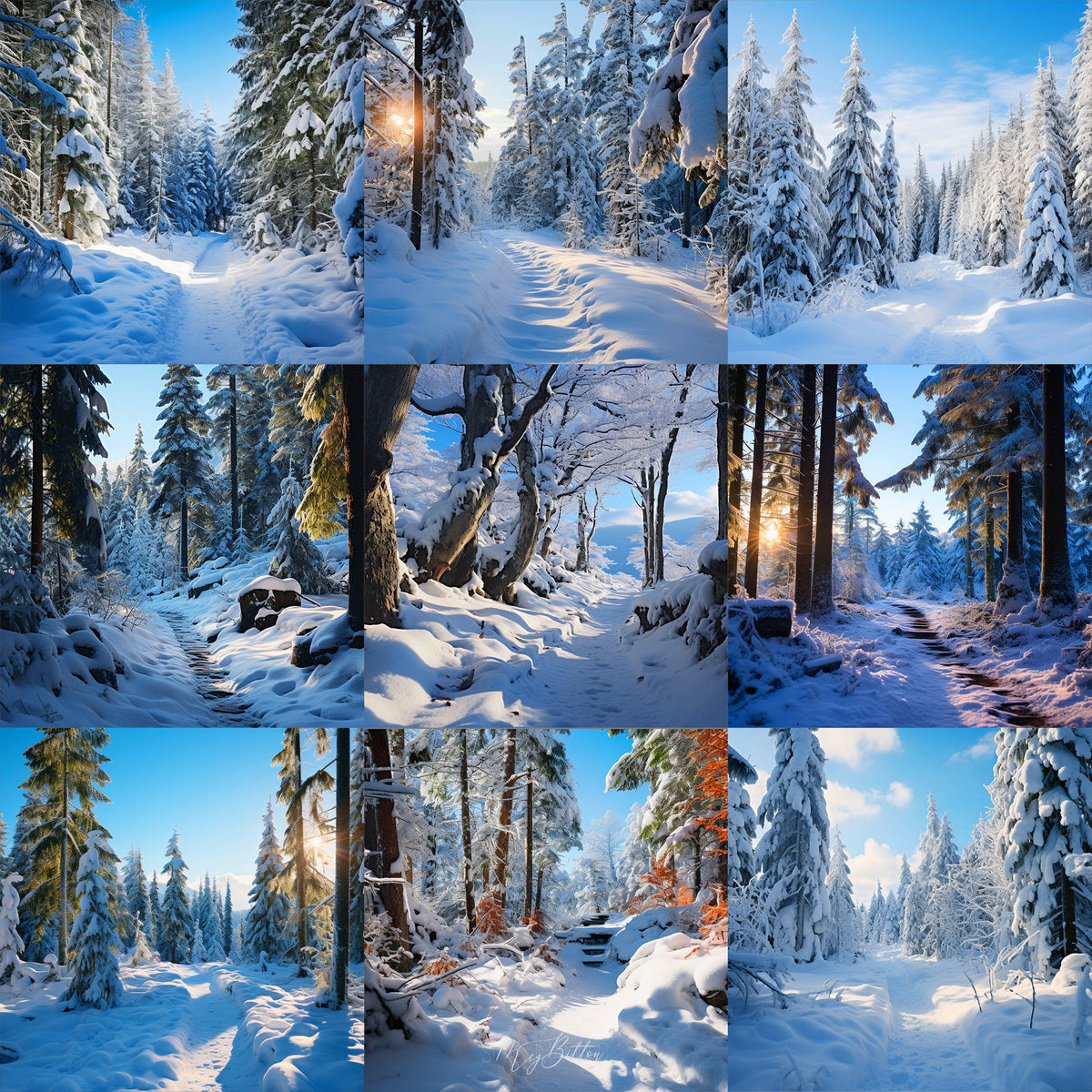 Ultimate Snowy Forest Background Bundle