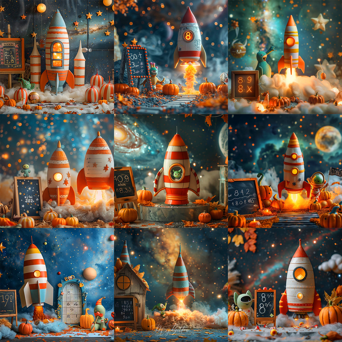 Candy Corn Rocket Background Bundle