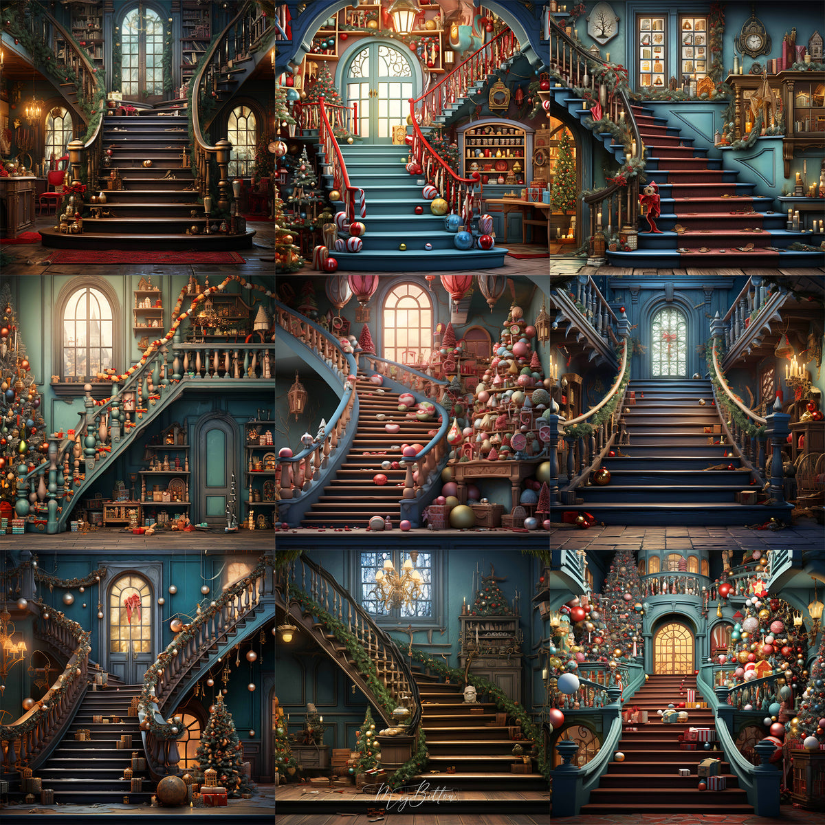 Ultimate Holiday Cluttered Stairs Background Bundle
